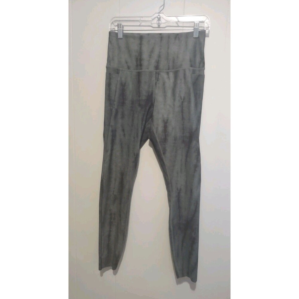 MPG Women's Grey Green Tie Dye Pattern Workout Active Leggings Pockets Medium